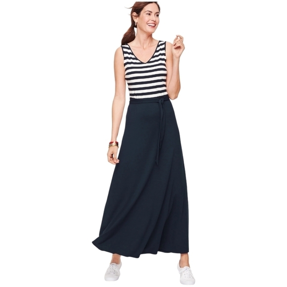 Talbots Sleeveless Striped Maxi Dress Size M - Picture 1 of 6
